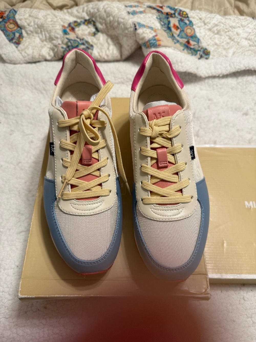 Michael Kors, Leather and knit Sneakers, NWT, 9.5. Very nice colors